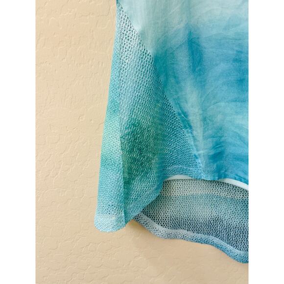 Style & Co Women's Teal Floral Blouse Sheer Front Netting Back Tank Top Size XXL - Picture 3 of 10